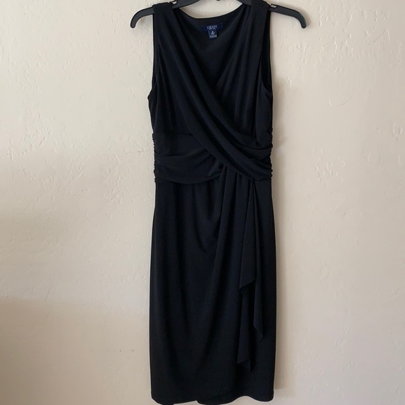 Chaps Black Cross Over Bodice Dress - Picture 1 of 5